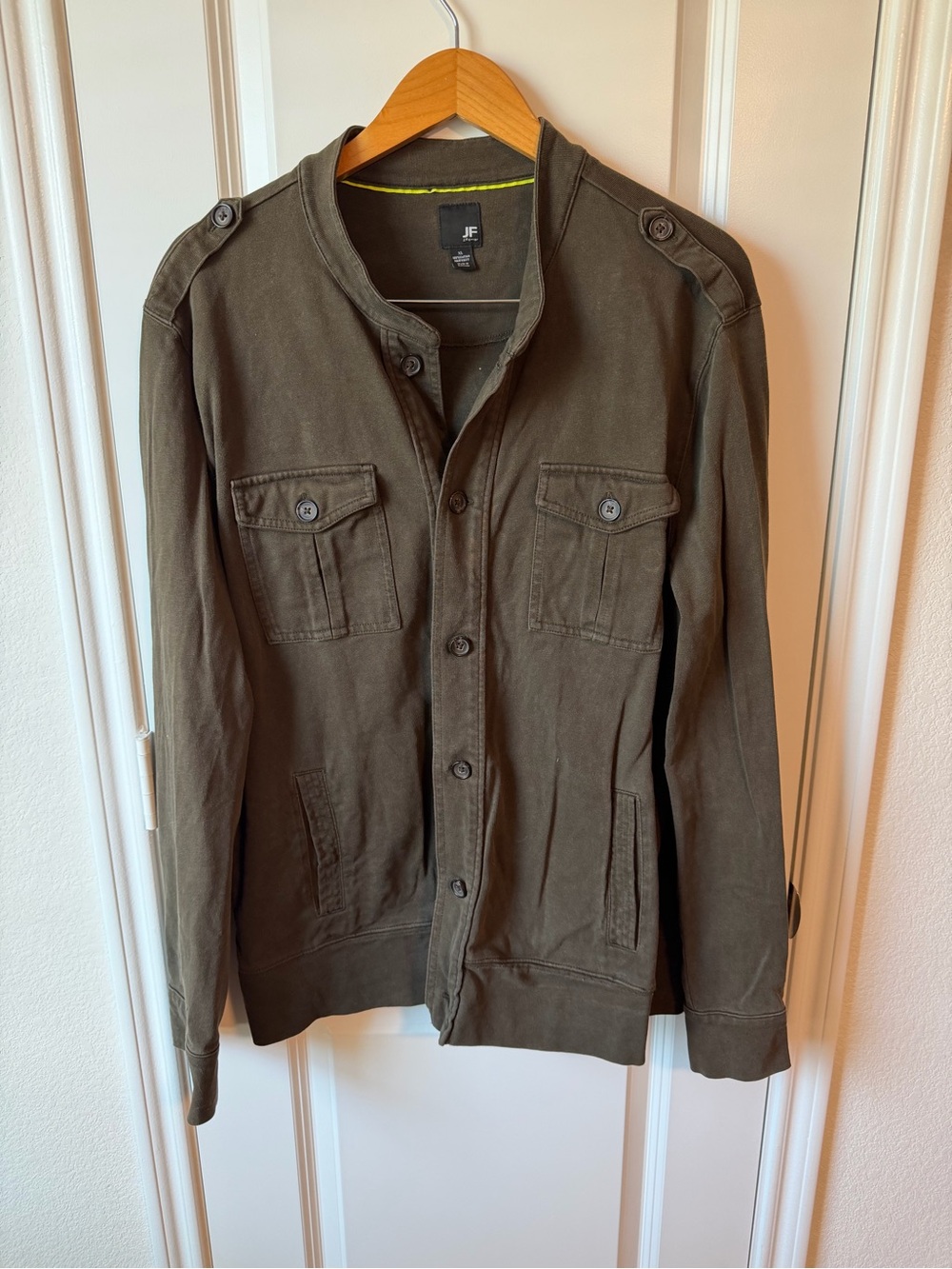 J. Ferrar Military-Style Olive Green Men’s Knit Shacket 100% Cotton